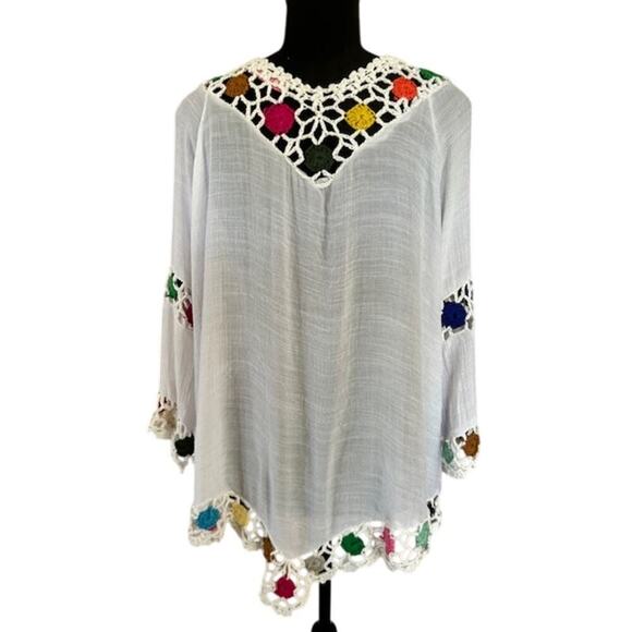 Ana & Rose Crochet Floral Boho Bathing Suit Cover-up Tunic , size XL - Picture 4 of 6